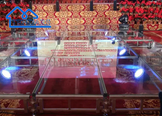 কাস্টম নেতৃত্বাধীন মেঝে টেম্পারেড গ্লাস চৌম্বকীয় আলো বিবাহের পার্টি পিক্সেল নেতৃত্বাধীন নৃত্য মঞ্চ ট্রাস
