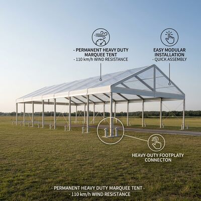 20x35m উডেন ফ্লোরিং সিস্টেম এল সিরিজ ক্লিয়ার স্প্যান মার্কি পার্টি টেন্ট ক্যাসেট কাঠের মেঝে জন্মদিন বার্ষিকী পার্টি