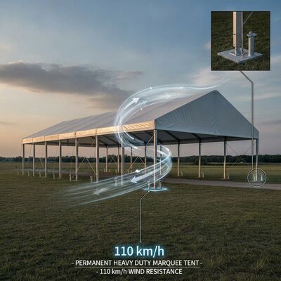 20x50m ABS সলিড ওয়াল এল সিরিজ ক্লিয়ার স্প্যান এ-ফ্রেম মার্কিউ পার্টি তাঁবু জলরোধী Abs হার্ড ওয়াল প্যানেল ক্রিসমাস মার্কেট